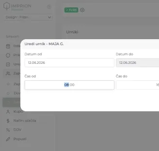 Imprion POS display of employee schedules