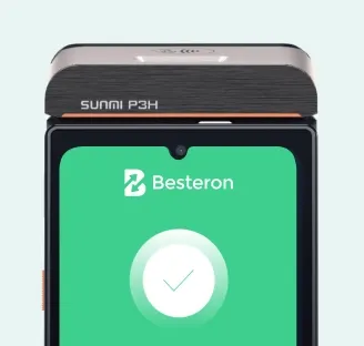 The Besteron terminal confirms a successful payment