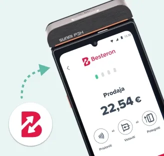 The customer pays by card at the Besteron terminal