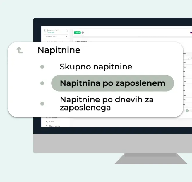 Poročilo napitnin po zaposlenih v backoffice sistemu