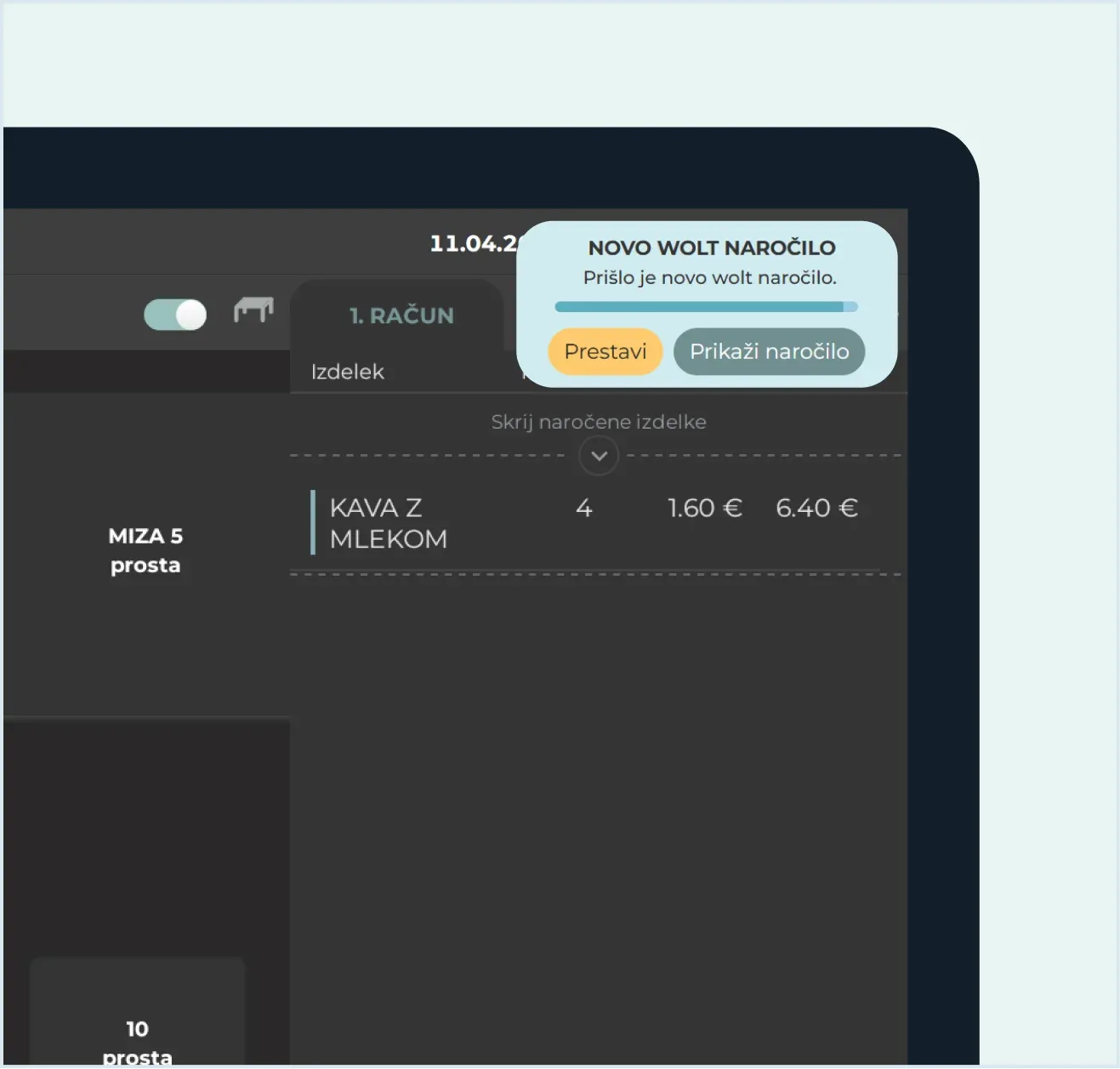 Wolt order displayed in Imprion POS