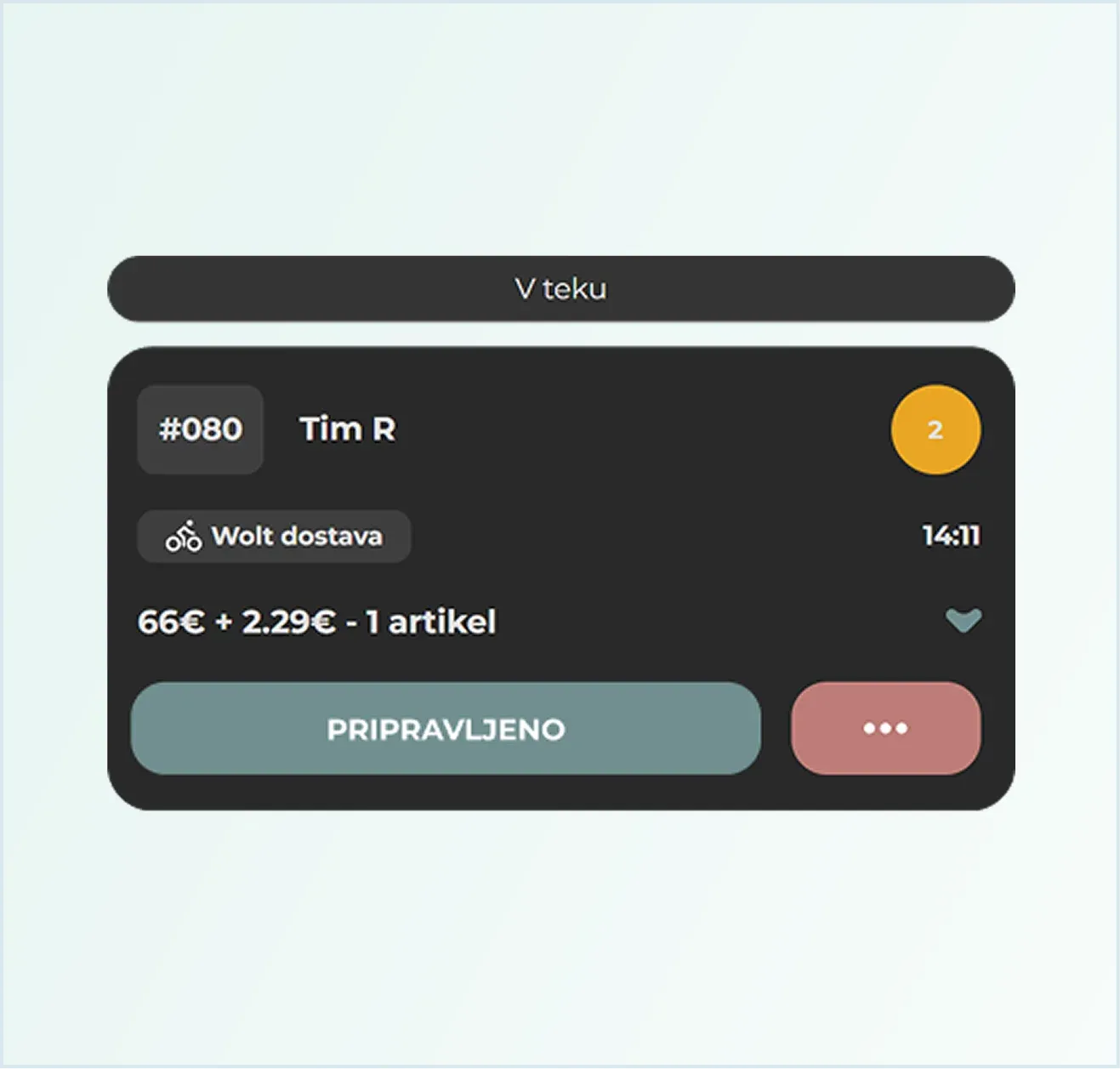 Calculation of Wolt order in the cashier