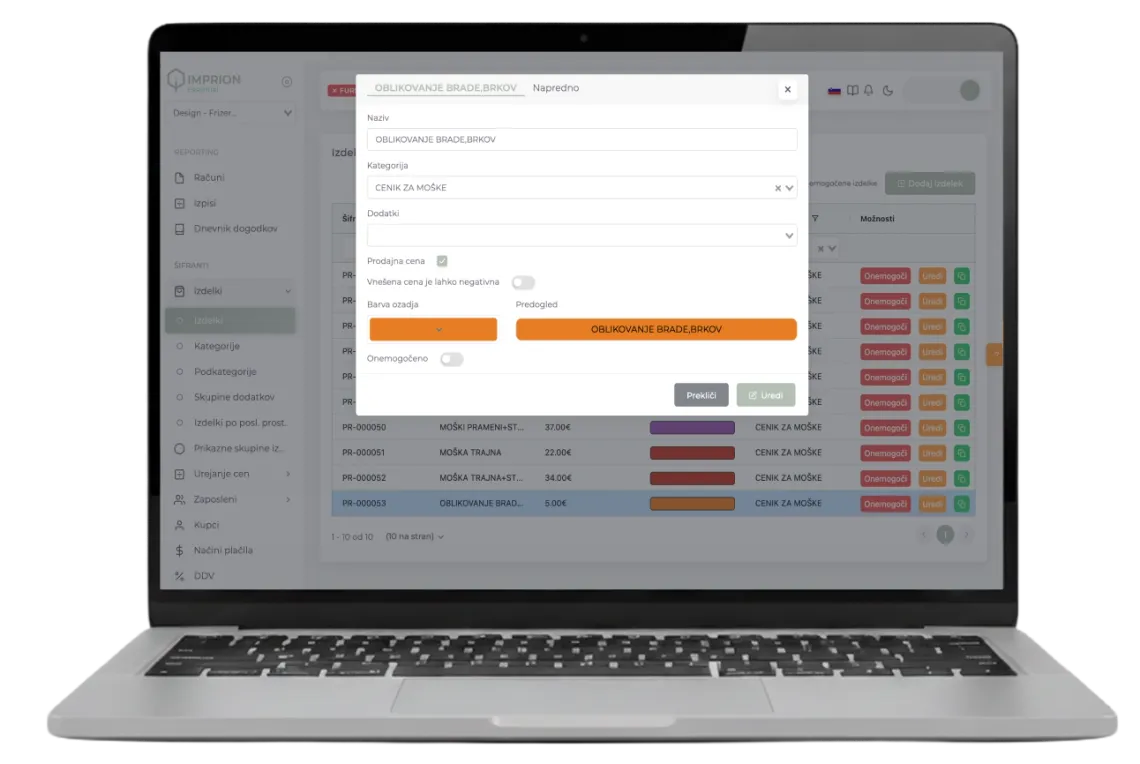 Imprion POS cash register for barbershops
