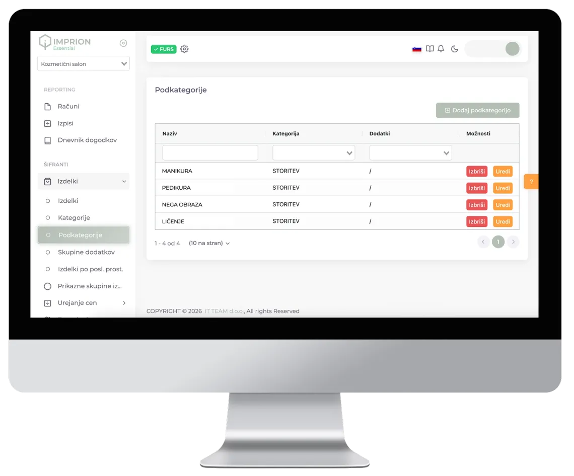 Imprion POS cash register for beauty salons