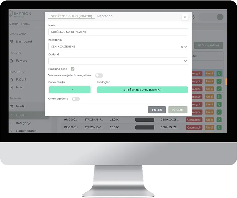 Imprion POS cash register for hair salons