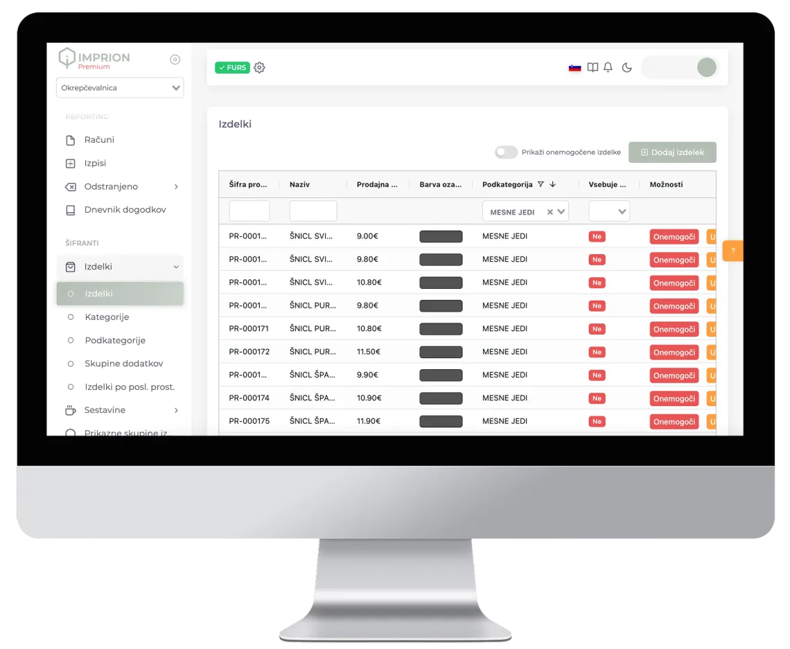 Imprion POS cash register for snack bars
