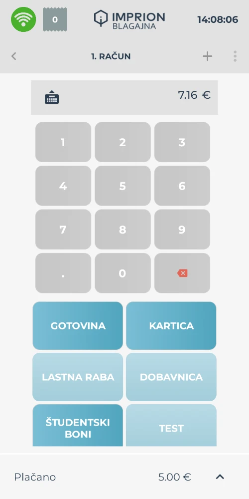 Zaključek računa – Prikaz plačila