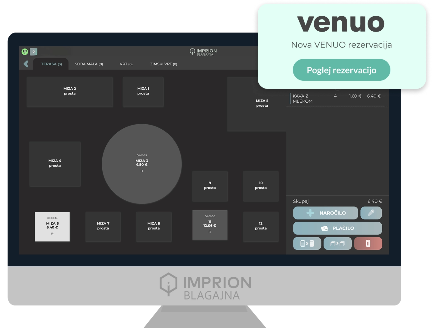 Venuo reservation at the Imprion POS