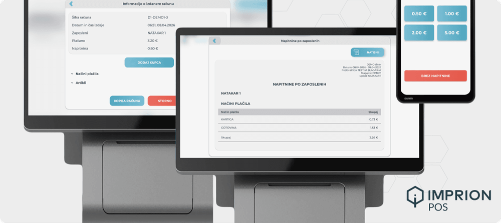 Digitales Trinkgeldsystem auf der Imprion POS-Kasse