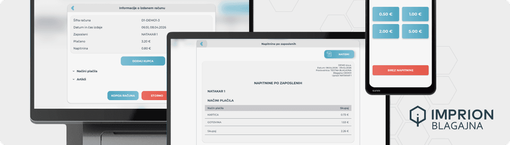 Sustav digitalnih napojnica na Imprion POS blagajni