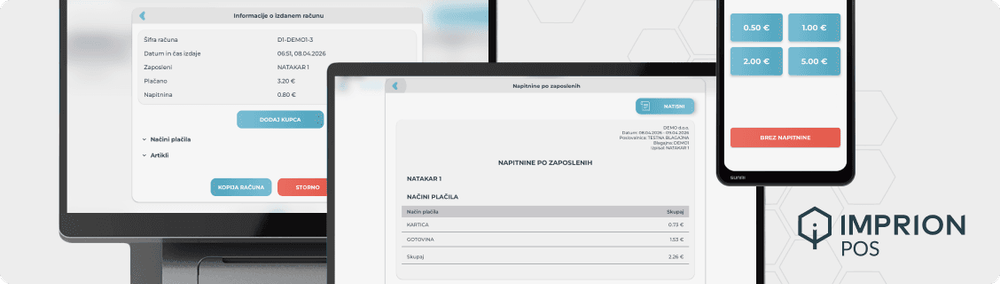 Digital Tipping System on the Imprion POS Cash Register