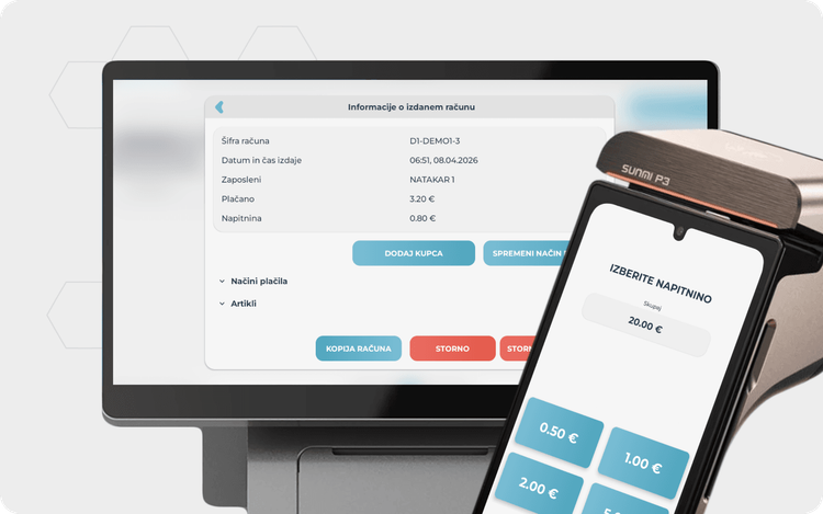 Système de pourboires numériques sur la caisse POS Imprion